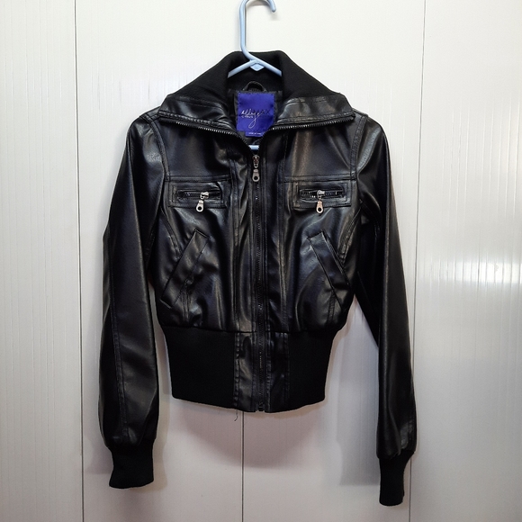 Miley Cyrus Max Azria Faux Leather Girl's Jacket Black size S - Picture 15 of 16